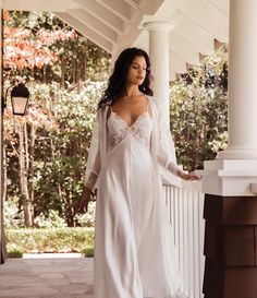 Elegant Night Gown, Luxury Nightgown, Honeymoon Outfits Night, Nightgown Aesthetic, Getting Ready Wedding Outfit, Silk Nightwear Romantic, Wedding Night Outfit, Cute Lounge Wear, Nightgown Romantic