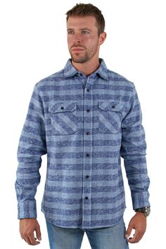 8.9oz Heavyweight Cotton Flannel Responsible Sourcing & Manufacturing $10 Wildlife Donation Per Purchase The Grand Flannel, our best selling flannel shirt made with 100% cotton flannel. Durable enough for your outdoor adventures, and comfortable enough for everyday wear. Brushed for softness both inside and out so you never have to sacrifice comfort for strength. Features Heavyweight 8.9oz/sq yard 100% cotton flannel Double brushed softness inside and out Button front and wrist closure Two secur Winter Blue Flannel Outerwear, Blue Relaxed Fit Flannel Shirt For Winter, Blue Flannel Winter Top, Winter Blue Flannel Shirt, Blue Shirt For Outdoor Fall Activities, Fall Outdoor Blue Shirt, Blue Flannel Tops For Winter, Blue Relaxed Fit Shirt For Winter, Flannel Shirts For Men