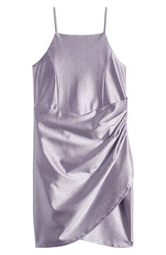 Princess seams shape a sophisticated party dress of glittery fabric with lots of stretch that's beautifully draped in a faux-wrap. Lined 92% polyester, 8% spandex Hand wash, dry flat Imported Sophisticated Party, Princess Seam Dress, Big Girl Dresses, Strappy Dress, Princess Seams, Strappy Dresses, Princess Seam, Nordstrom Dresses, Lilac