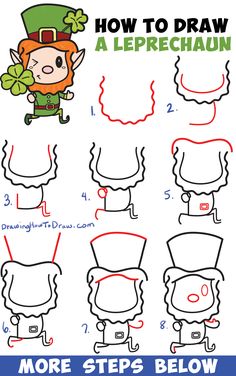 how to draw a leprechaun step by step instructions for kids and adults