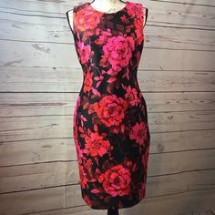 Tommy Hilfiger Dress Party Wedding Black Rd Floral Women’s Size 6 Approx Measurements 36” Shoulder To Hem // 17” Pit To Pit Pretty Th Dress! Sleeveless ~ Zipper Back ~ Nice Stretch Black And Rose Red Floral Print Nwt Retail $129.00 #G0496 Tommy Hilfiger Black Sleeveless Dress, Fitted Knee-length Tommy Hilfiger Dress, Tommy Hilfiger Fitted Knee-length Dress, Elegant Black Tommy Hilfiger Dress, Fitted Tommy Hilfiger Sheath Dress, Tommy Hilfiger Fitted Sheath Dress, Tommy Hilfiger Fitted Party Dress, Tommy Hilfiger Black Summer Dress, Womens Yellow Dress