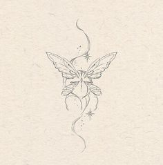 a drawing of a butterfly with stars on its wings