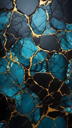 blue and gold marble texture background with black, white, and yellow highlights on the surface