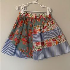 Floral/Stripe Mix Skirt From Mj435 Collection. New Without Tags. Playful Blue Cotton Skirt, Spring Striped Tiered Skirt, Cute Striped Bottoms For Spring, Playful Blue Skirt For Spring, Matilda Jane, Floral Stripe, Matilda, Kids Bottoms, Color Blue