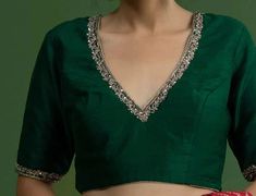 Bottle Green  Silk blouse , Elbow sleeves blouse, handmade blouse, Women blouse Thanks for visit !! 1) Readymade Saree blouse - ready to wear 2) Back open  3) Regular cut 4) Soft, lightweight and breathable fabric. If you could include the following info in the note to whenever you placed the order, you will get best-matched blouse * Chest size: * Waist size: * Blouse Length: * Armhole: * Sleeve Loose: * Sleeve Length: * Front Neck length: * Back Neck length: IF YOU DON'T FIND YOU SIZE HERE, PLE Bottle Green Blouse, Front Blouse Designs, Green Blouse Designs, Dark Green Blouse, Handmade Blouse, Blouse Indian, Sari Design, Latest Blouse Designs Pattern, New Saree Blouse Designs