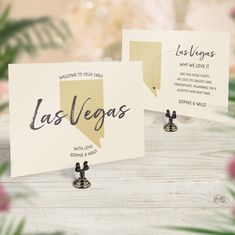 two cards that say las vegas and the name of each state