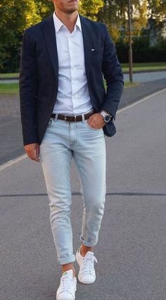 Dressed Up Casual Outfits Men, Casual Chic Men Outfits Classy, Sneakers Outfit Men, Business Casual Dress Code