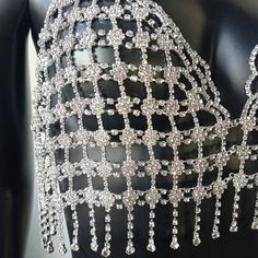 Rhinestone metal bra top. Rhinestone Bra Top, Metal Bra, Patchwork Crop Top, Rhinestone Bra, Tassel Top, Luxury Diamonds, Diamond Chain, Bra Top, Business Fashion