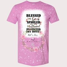 Blessed By God Bleached Sublimation Tee Casual Sublimation Print T-shirt For Mother's Day, Casual Pink Cotton Sublimation T-shirt, Casual Pink Cotton Sublimation Design, Casual T-shirt With Sublimation Print For Mother's Day, Soft-washed Crew Neck T-shirt As Gift, Casual Soft-washed T-shirt Gift, Inspirational Tumbler, Bleach T Shirts, Radiant Orchid