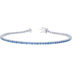 Sofer Jewelry - Blue Sapphire Tennis Bracelet in 18K White Gold Blue Tennis Bracelet, Luxury Blue Tennis Bracelet With Prong Setting, Luxury Sapphire Bracelet, Luxury Sapphire Tennis Bracelet With Brilliant Cut, Luxury Sapphire Diamond Bracelet For Formal Events, Luxury Sapphire Diamond Bracelet For Formal Occasions, Luxury White Gold Sapphire Diamond Bracelet, Elegant Sapphire Bracelet With Brilliant Cut, Elegant Sapphire Bracelets With Brilliant Cut