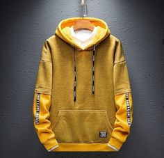 Hip Hop Hoodies, Quality Hoodies, Streetwear Sweatshirt, Windproof Jacket, Yellow Hoodie, Yellow Sweatshirt, Harajuku Streetwear, Boys Sweatshirts, Cool Hoodies