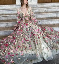 Wildflower Reverie Gown | Teuta Matoshi Floral Tulle Prom Dress, Tulle Prom Dress Long, Flower Prom Dress, 파티 드레스, Plus Size Formal Dresses, Evening Dress Fashion, Formal Party Dress, فستان سهرة, Tulle Gown