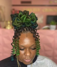 Pedal Bun Loc Styles, Locs Pin Up Styles, Petal Bun Loc Styles, Curly Loc Updo Styles, Petal Bun Locs, Loc Bob Styles, Locs Updo Styles, Creative Loc Styles, Loc Color Ideas