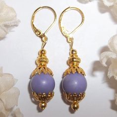 This Lovely Beaded Earring Set Is Brand New & Handmade By Me - Wvluckygirl. Done With Purple Acrylic Beads And Antiqued Gold Toned Costume Jewelry Beads. The Pair Dangle & Drop From Lever Backs For Her Pierced Ears. 1 3/4 Inches Tall & 3/8 Inch Wide. Each Single Earring Weighs 1.6 Grams. Lightweight! Great Gift Idea. Versatile Wear Anywhere Dazzling Trendy Chunky Colorful Contemporary Earrings For Women Preppy Fun Vibe Fashion Accessory Accessorize Yourself Cool Leverback Closure Golden Elegant Chip Bead Jewelry, Purple Earring, Blue Pearl Earrings, Celtic Knot Jewelry, Animal Print Earrings, Paired Jewelry, Chevron Earrings, Purple Acrylic, Dragon Earrings