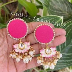 #handmadefabricjewellery #dmfororder Lotus Earrings, Silk Thread Bangles, Thread Bangles, Fabric Earrings, Bangles Jewelry Designs, Earring Stud, Earrings Studs, Fabric Jewelry, Bangles Jewelry