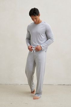 Welcome to the loungewear of your dreams. Lounge in comfort all day in this incredibly soft and breathable pajama set. This set includes straight leg pajama pants with a drawstring waistband and a matching long sleeve shirt. Made from our signature ultra-soft and moisture-wicking fabric blend. Made in Canada. 93% Viscose from Bamboo / 7% Spandex. Fits true to size. Available in S, M, L, XL. S (28-30/32), M (32-34/36), L (36-38/40), XL (40-42). Machine washable and dryer friendly. Comfortable Relaxed Fit Sweatpants For Sleep, Casual Sleepwear With Relaxed Fit Long Pants, Relaxed Long Sweatpants For Loungewear, Casual Sleepwear Pants For Lounging, Casual Long Pants Sleepwear For Lounging, Comfy Sleepwear With Relaxed Fit For Lounging, Comfy Relaxed Fit Sleepwear For Lounging, Elastic Waistband Sleepwear For Lounging, Long Sleeve Sleepwear With Elastic Waistband For Relaxation