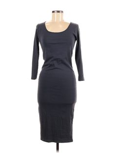 Jarbo Casual Dress Size: 38 Gray Dresses - used. 95% COTTON, 5% LYCRA, Midi, Crew Neck, Solid, Midi/Calf Length, 3/4 Sleeve | Jarbo Casual Dress: Gray Solid Dresses - Size 38 Fall Bodycon Dress With Scoop Neck, Gray Casual Dress, Gray Dresses, Solid Dress, Casual Dresses For Women, Casual Dress, Casual Dresses, Women Handbags, Crew Neck