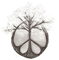 a drawing of a tree in the shape of a peace sign