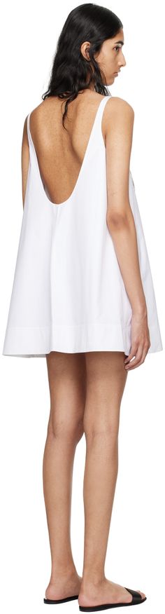 Cotton poplin dress. · Layered construction · Square neck · Fixed shoulder straps · Low back Supplier color: White Elegant Poplin Summer Dress, Elegant Poplin Dress For Summer, Elegant Summer Poplin Dress, Chic Summer Poplin Dress, Wardrobe Nyc, Knee Length Cocktail Dress, Dress Layered, Cotton Poplin Dress, White Slip Dress