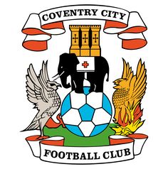 the coat of arms of the county of coventry, england with two birds and a soccer ball