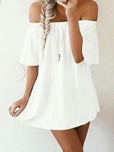 White Off The Shoulder Half Sleeves Dress – Landing Closet Trendy Off Shoulder Dress For Spring, Chic Cold Shoulder Mini Dress For Summer, Summer Brunch Dress With Cold Shoulder, Chic Summer Mini Dress With Cold Shoulder, Summer Cold Shoulder Dress For Date Night, Off-shoulder Mini Dress For Summer Vacation, Casual Cold Shoulder Off-shoulder Dress For Party, Casual Off Shoulder Dress With Cold Shoulder For Party, Trendy Spring Off-shoulder Dress