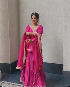 Hot Pink Anarkali Suits, Pink Anarkali Set With Dupatta, Rani Pink Anarkali Suit, Long Sleeve Pink Kurta With Gota Work, Latest Party Wear Dresses, Alia Bhatt Pink Suit, Bridal Vibes, Punjabi Suit Boutique, Gharara Designs