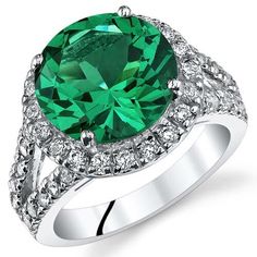 Emerald Ring Sterling Silver Round Shape 6 Carats SR11056 top Vintage Halo, Emerald Rings, Alexandrite Engagement Ring, Alexandrite Ring, Sterling Silver Engagement Rings, Emerald Engagement, Cubic Zirconia Rings, Silver Engagement Rings, Emerald Engagement Ring