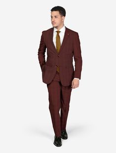 FUBU Slim Fit Burgundy Textured Vested Suit – Karako Suits Single Breasted Jacket, Suit Shop, Flap Pocket, Look At, Shop Now, Trousers, Slim Fit, Pants, How To Wear