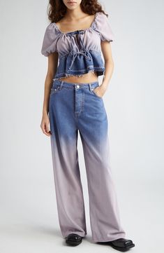 Classic weathered blue fades into a far paler hue in the grooviest wide-legged jeans we've seen this season. 30" inseam, 23" leg opening; 13" front rise; 16" back rise (size 29) Button fly Five-pocket style 60% organic cotton, 40% viscose Machine wash, dry flat Made in Turkey This brand has B Corp certification, representing business practices with emphasis on social and environmental performance, accountability and transparency This brand meets Nordstrom Responsible Brands criteria: brand adher Faded Wide Leg Washed Flare Jeans, Spring Faded Flare Jeans With Five Pockets, Faded Wide-leg Flare Jeans For Spring, Summer Faded Flare Jeans With Five Pockets, Faded Flare Jeans For Summer, Summer Faded Flare Jeans, Summer Faded Wide Leg Flare Jeans, High-rise Faded Flare Jeans For Summer, High Rise Faded Flare Jeans For Summer