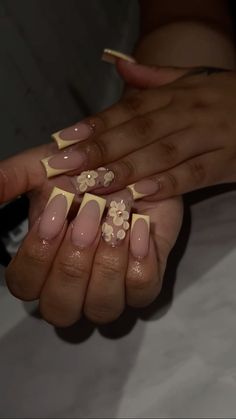 Yellow French Tip Nails, Yellow French Tip, Yellow French, Acrylic Toe Nails, Aesthetic Yellow, Basic Nails, Long Acrylic Nails Coffin