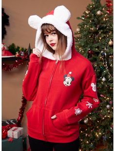 Disney Christmas Outfits, Girls Hoodie, Holiday Hoodies, Her Universe, Tall Hoodies, Hat Print, Disney Holiday, Mickey Mouse And Friends, How To Wear Scarves