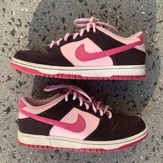 Light Pink & Purple Nike Dunks Low. They’re In Good Condition With Wear To Them. It Has A Deep Purple Toe Box Color Way, Pink Laces & A Dark Pink Swoosh. Fits True To Size Perfect For Back To School Size: 7y/8.5w Pink Velvet Nike Dunks, Purple And Pink Nike Dunks, Nike Dunk Low Pink Velvet, Purple Low-top Skate Shoes For Sports, Jordan 1 Low Purple Magenta, Nike Dunks Low, Purple Toes, Purple Color Block, Purple Nikes