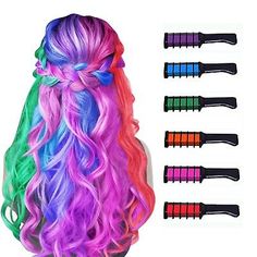 New Hair Chalk Comb Tinte temporal para el cabello para niñas y niños, 6 colores  | eBay Washable Hair Color, Change Hair Color, Black Brown Hair, Temporary Hair Dye, Diy Hair Color, Change Hair, Hair Chalk, Bright Hair Colors, Cosplay Hair