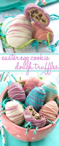 easter cookie truffles in a pink bowl