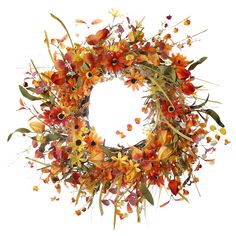 PRICES MAY VARY. FULL OF FLOWERS AND FOLIAGE-This fall wreath is decorated with plenty of orange and yellow daisies,fall wildflowers and orange eucalyptus leaves.We also add many orange berries and small pumpkins to make the wreath closer to fall .The fall wreath is really full and eye catching. LARGE SIZE-The outer diameter is about 24 inches.Please spread the flowers and leaves outward after taking out the autumn wreath to achieve its best appearance. PERFECT FOR FALL DECOR-This fall wreath is Fall Wildflowers, Orange Eucalyptus, Colorful Daisies, Fall Wreaths For Front Door, Autumn Wreaths For Front Door, Floral Wreaths, Fall Front Porch, Yellow Daisies, Small Pumpkins