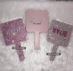 Fully Blinged out Kylie Skins/Cosmetics Hand Mirror Rhinestone Mirror, Fake Makeup, Beauty Room Salon, Small Business Instagram, Eyelash Technician, Hair Salon Decor, Pocket Mirrors, Cosmetic Mirror, Hand Mirror