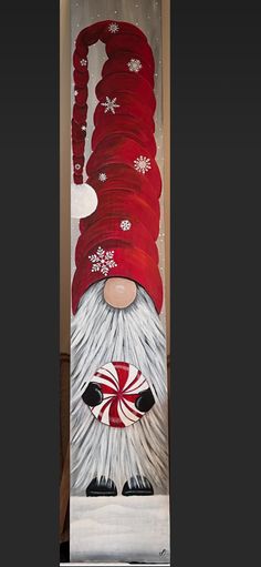 a painting of a santa clause holding a candy cane