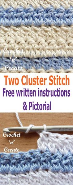 two clusterer stitchs with the text, free written instructions and pictorial