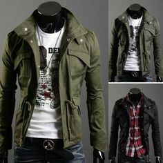 Outerwear Coats, Jackets & Vests #ebay #Fashion Mens Military Style Jacket, Mens Fashion Rugged, Military Style Jackets, Mode Casual, England Fashion, Military Style, Military Fashion, Casual Jacket, Military Jacket