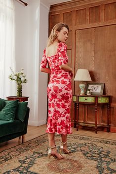 Leave the room mesmerized in our beautiful floral Annabella Dress. Its made with soft, lightweight, comfortable, and stretchy jersey fabric. The siloutte flatters your curves with the ruched design details on the side. Minimal accessories and classic light color shoes will go well with the dress. Jersey; fully lined Ruching on waist and bust Elastic on shoulder Fitted bodice Strapless bra friendly Cold machine gentle wash or hand wash Tumble low dry or lay flat to dry The Fabric 95% polyester 5% Summer Dresses With Ruched Bodice In Elastane, Summer Dresses With Ruched Bodice Made Of Elastane, Spring Flirty Elastane Dress, Summer Pink Midi Dress In Elastane, Flirty Elastane Spring Dresses, Flirty Elastane Dresses For Spring, Fitted Ruched Floral Dress For Brunch, Flirty Ruched Elastane Dresses, Fitted Floral Print Elastane Dresses