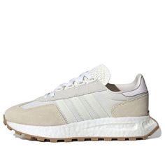 (WMNS) adidas Retropy E5 'Core White' GW6574 (SNKR/Casual/Low Top/Women's/Non-Slip/Shock-absorbing) Sporty Adidas Cream Sneakers, Sporty Cream Adidas Sneakers, Cream Sports Sneakers, Sporty Cream Sneakers For Sports, Cream Sporty Sneakers For Sports, Casual White Running Shoes With Three Stripes Branding, Spring Adidas Athleisure Running Shoes, Adidas Logo Sneakers Spring Sportswear, Spring Athleisure Running Shoes With Adidas Logo