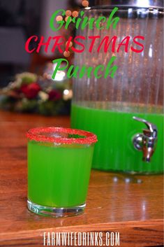 green christmas punch in front of a blender