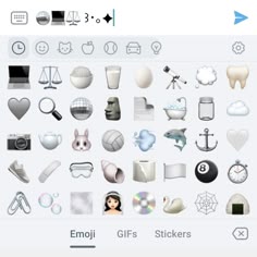 an iphone screen showing the icons for different types of items and symbols on it's display