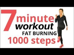 a woman in black shirt and leggings with the words 7 minute workout