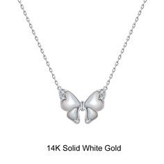 Our gorgeous Gold chain is a classic butterfly design pendant necklace with moissanite diamond and a pearl that has been designed for women. They are beautiful on their own, It gives you a confident feeling and can guarantee you an attractive and luxurious appearance. The modern and trendy gold chain contains 100% real gold material with a stamp for authenticity and it's safe for all skin types. They are nickel-free and their high polished finish gives them a fine 18K shine of purest gold materi Elegant Silver Butterfly Necklace In Cubic Zirconia, Elegant Silver Butterfly Necklace With Cubic Zirconia, White Gold Cubic Zirconia Butterfly Necklace As Gift, Luxury White Gold Butterfly Pendant Necklace, Elegant Silver Round Butterfly Necklace, Elegant White Sterling Silver Butterfly Necklace, Luxury Silver Butterfly Necklace, Dainty Silver Butterfly Necklace For Wedding, Elegant White Gold Butterfly Pendant Necklace