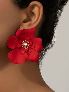 Flower Shape Earrings Accessories WHITE-One_size Diy Flower Earrings, Flower Earrings Diy, Rhinestone Accessories, Red Flower Earrings, Reindeer Headband, Geometric Flower, Earrings Accessories, Flower Accessories, Rhinestone Jewelry