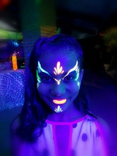 Glow Party Makeup, Blacklight Makeup, Black Light Tattoo, Neon Tattoo