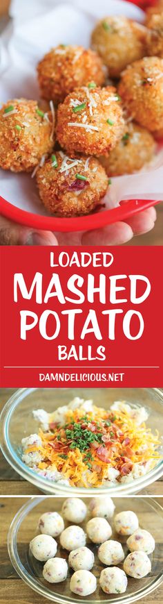 loaded mashed potato balls on a plate