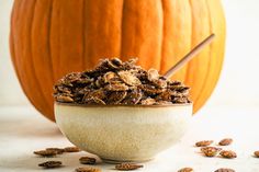 Roasted Pumpkin Seeds with Cinnamon Sugar are a sweet, crunchy, and healthy treat you can enjoy all fall long. The perfect way to use up leftover pumpkin seeds from pumpkin carving! Cinnamon Sugar Pumpkin Seeds, Air Fryer Pumpkin Seeds, Flavored Pumpkin Seeds, Spaghetti Squash Seeds, Pumpkin Pulp, Pumpkin Seeds Benefits, Pumpkin Guts, Seed Recipes, Pumpkin Seed Recipes