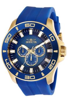 Invicta Pro Diver Men's Quartz Gold Watch | Invicta Watches Invicta Pro Diver, Mens Invicta Watches, Blue Cases, Best Watches For Men, Timberlands, Invicta Watches, Seiko Watches, Blue Band, Silicon Bands